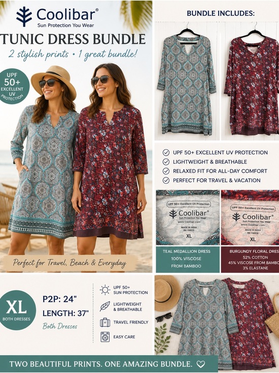 Coolibar Dresses & Skirts - Coolibar UPF 50+ Printed Tunic Dress Bundle Size XL